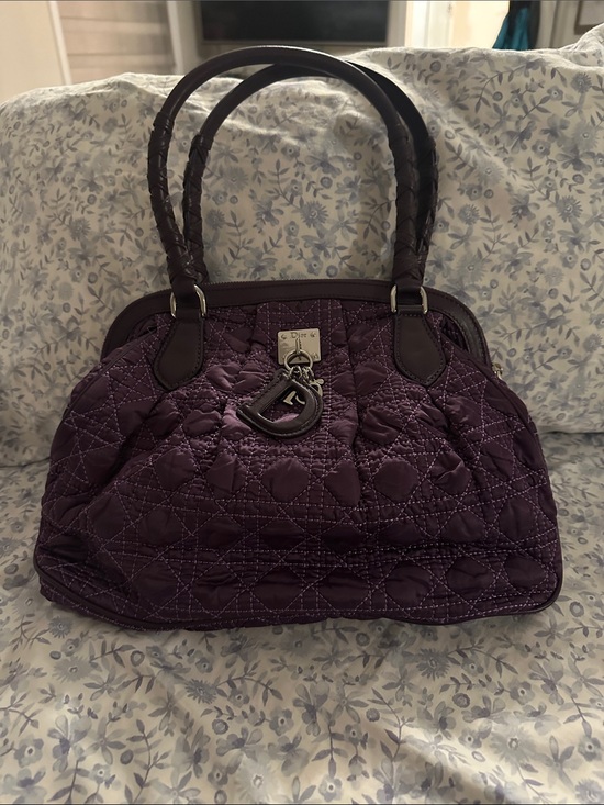 Dior Handbags - Christian Dior Cannage Quilted Satin "Charming" Tote / Frame Bag